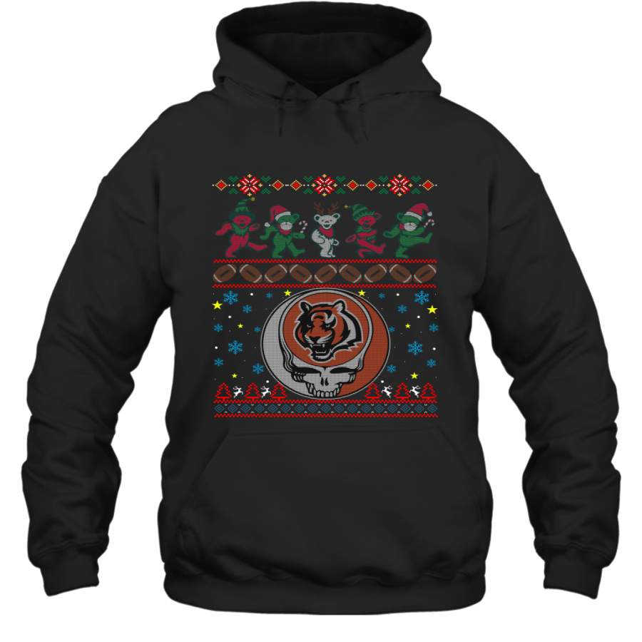 Cincinnati Bengals Christmas Grateful Dead Jingle Bears Football Ugly Sweatshirt Hoodie Sweatshirt