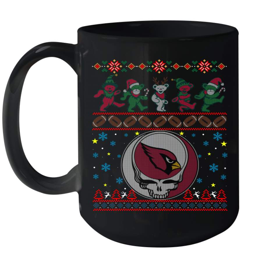 Arizona Cardinals Christmas Grateful Dead Jingle Bears Football Ugly Sweatshirt Mug 15oz