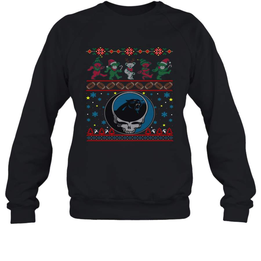 Carolina Panthers Christmas Grateful Dead Jingle Bears Football Ugly Sweatshirt Sweatshirt