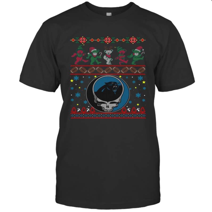 Carolina Panthers Christmas Grateful Dead Jingle Bears Football Ugly Sweatshirt Men’s T-Shirt