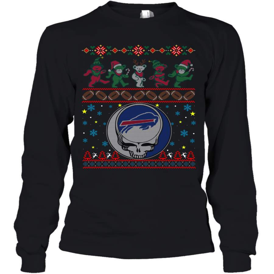 Buffalo Bills Christmas Grateful Dead Jingle Bears Football Ugly Sweatshirt Youth Long Sleeve T-Shirt