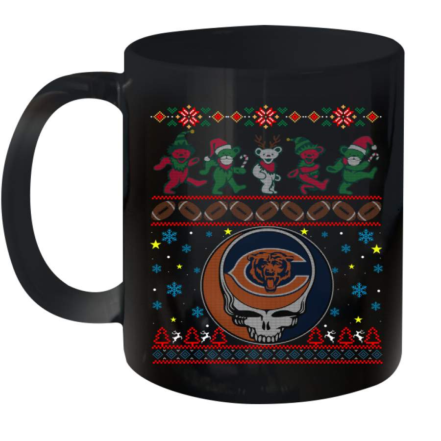 Chicago Bears Christmas Grateful Dead Jingle Bears Football Ugly Sweatshirt Mug 11oz