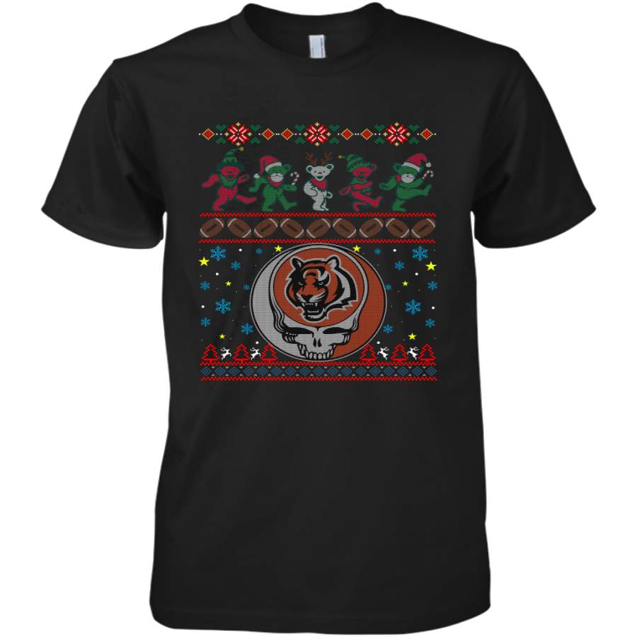 Cincinnati Bengals Christmas Grateful Dead Jingle Bears Football Ugly Sweatshirt Men’s Premium T-Shirt