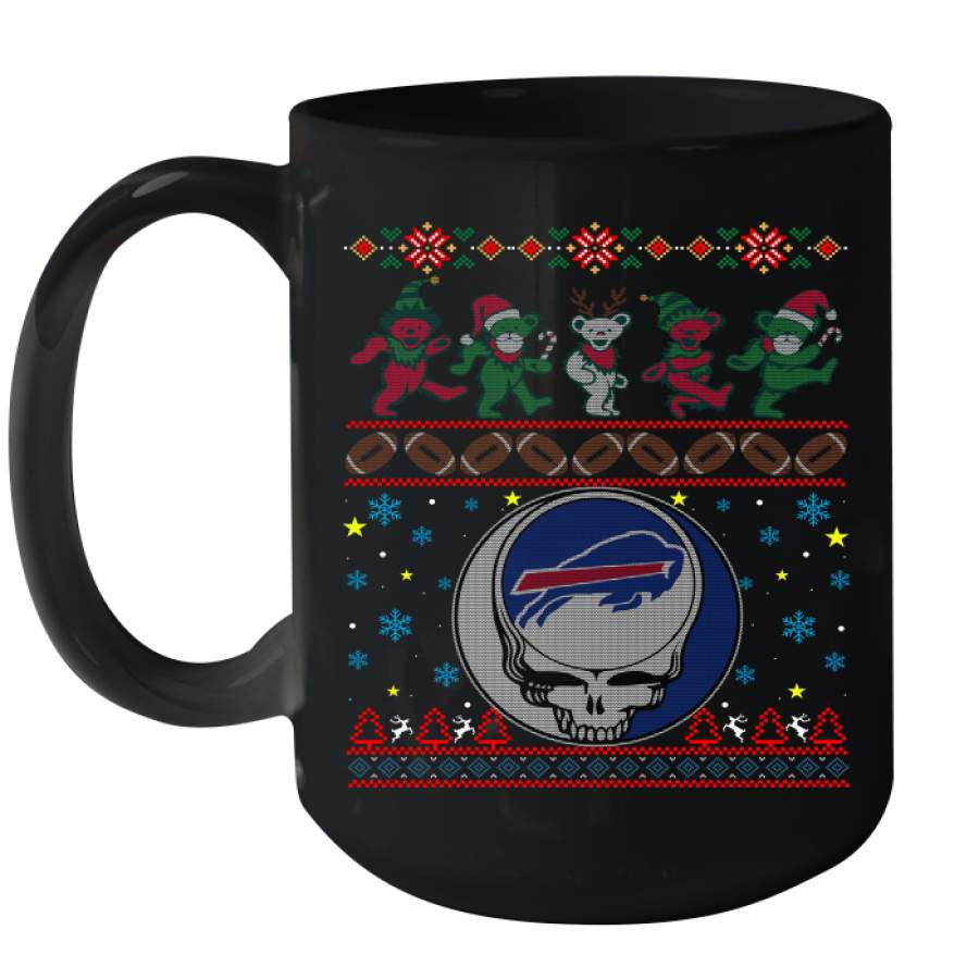 Buffalo Bills Christmas Grateful Dead Jingle Bears Football Ugly Sweatshirt Mug 15oz