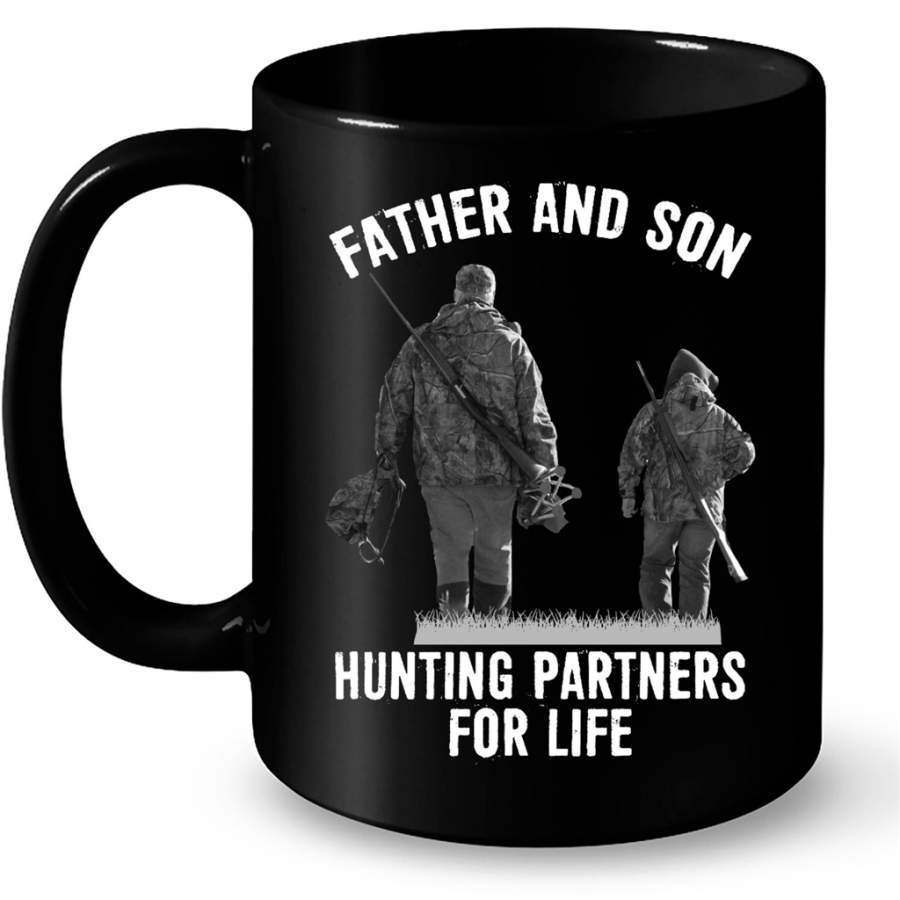 Father And Son Hunting Partners For Life – Full-Wrap Coffee Black Mug