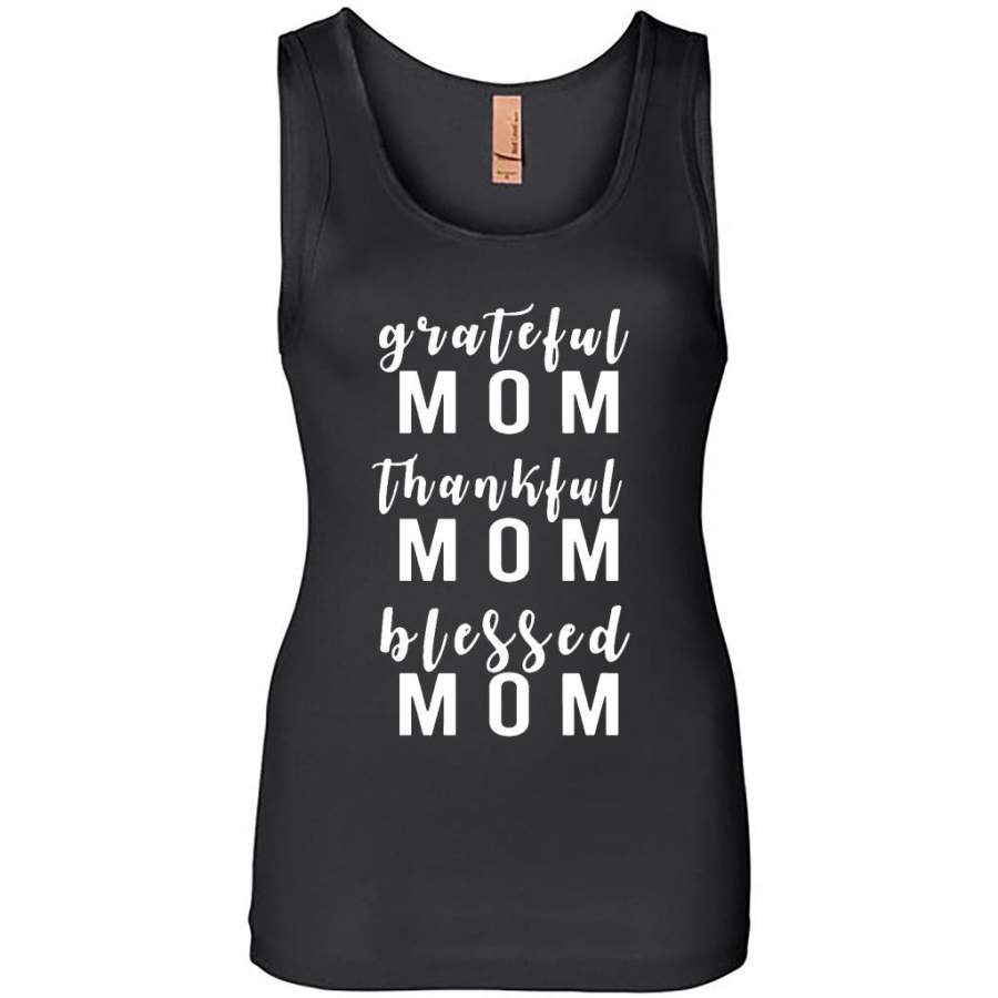 Grateful Mom Thankful Mom Blessed Mom, Mother’s Day Gift – Womens Jersey Tank