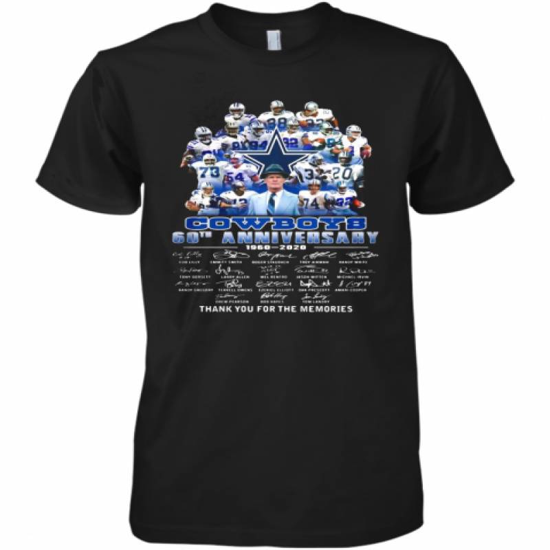 Dallas Cowboys Football Team 60Th Anniversary 1960 2020 Thank You For The Memories Signatures Premium Men's T-Shirt