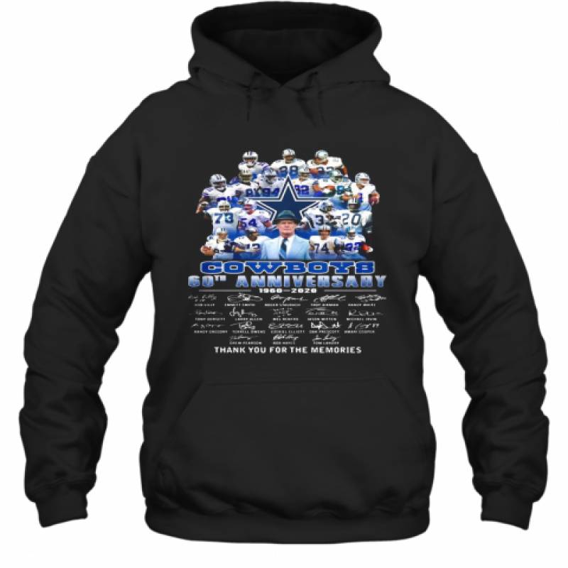 Dallas Cowboys Football Team 60Th Anniversary 1960 2020 Thank You For The Memories Signatures Hoodie