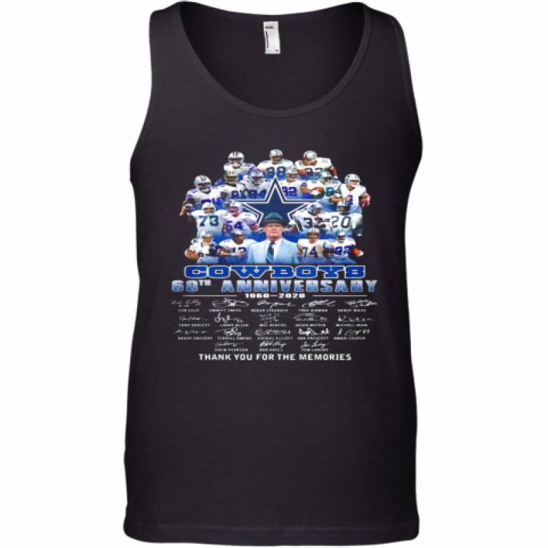 Dallas Cowboys Football Team 60Th Anniversary 1960 2020 Thank You For The Memories Signatures Tank Top