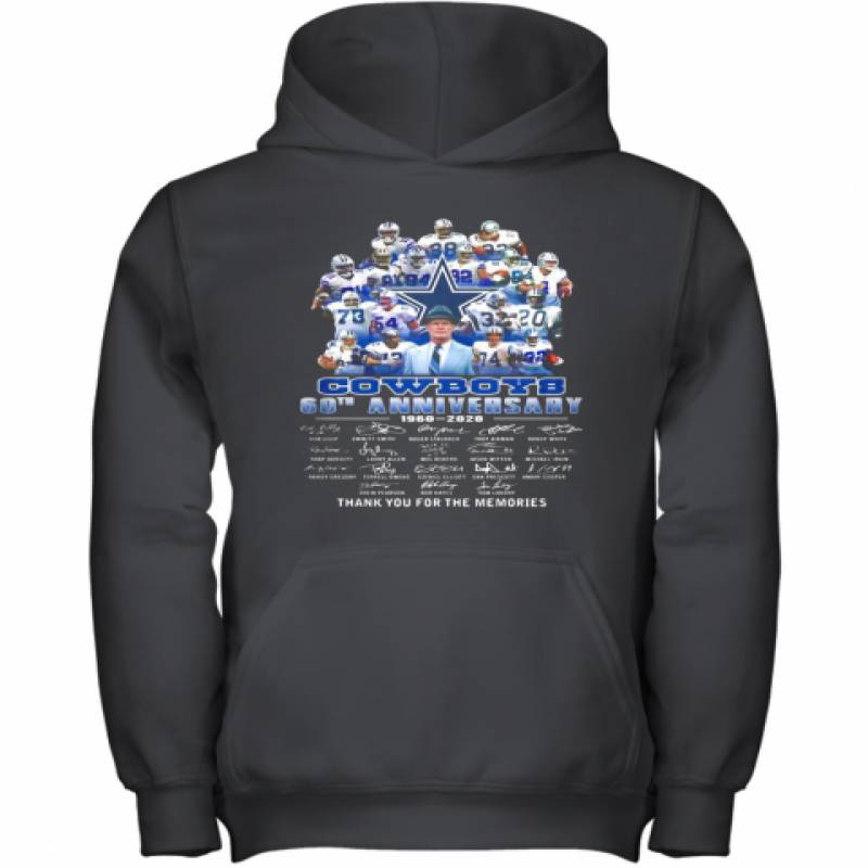 Dallas Cowboys Football Team 60Th Anniversary 1960 2020 Thank You For The Memories Signatures Youth Hoodie