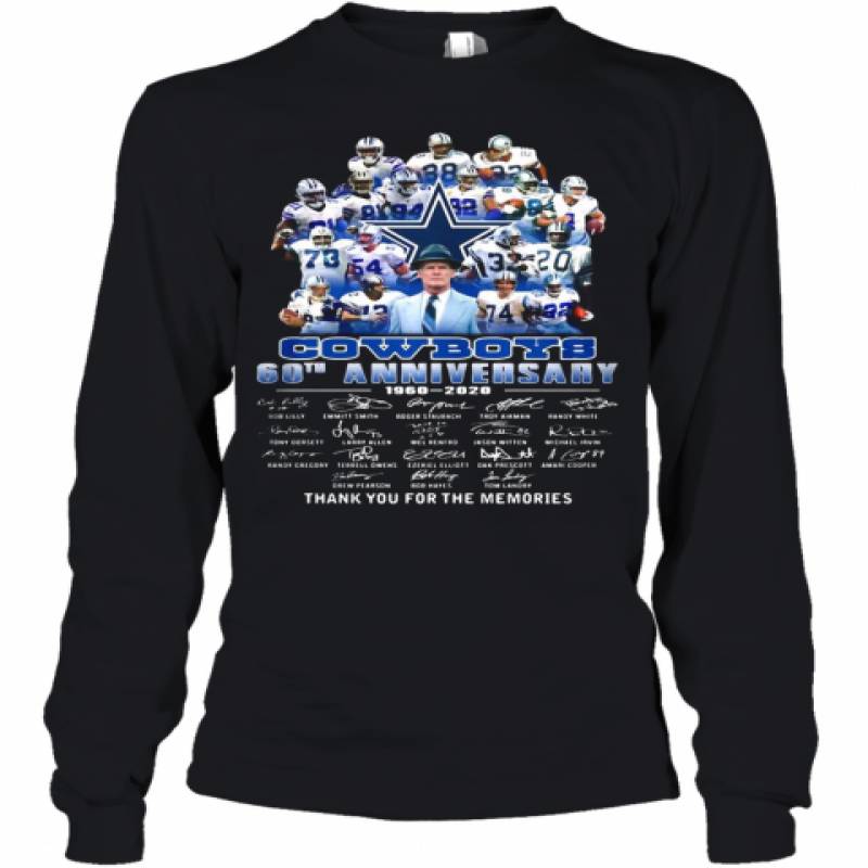 Dallas Cowboys Football Team 60Th Anniversary 1960 2020 Thank You For The Memories Signatures Youth Long Sleeve