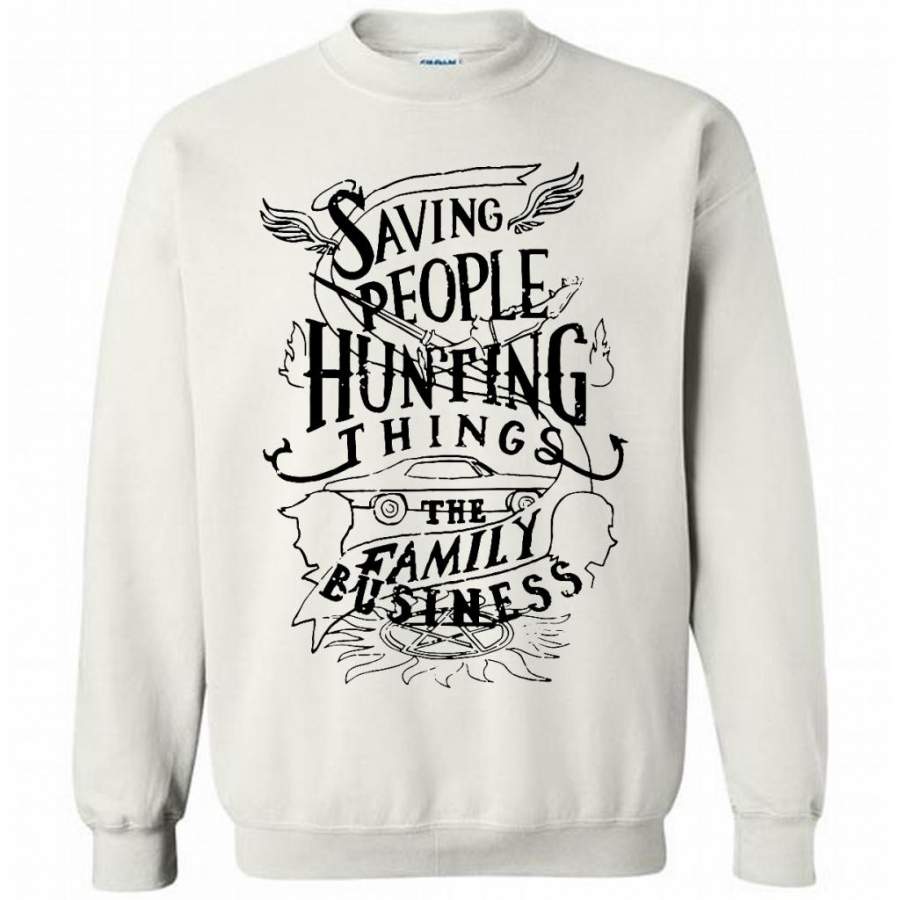 Saving People Hunting Things The Family Business (w) – Gildan Crewneck Sweatshirt