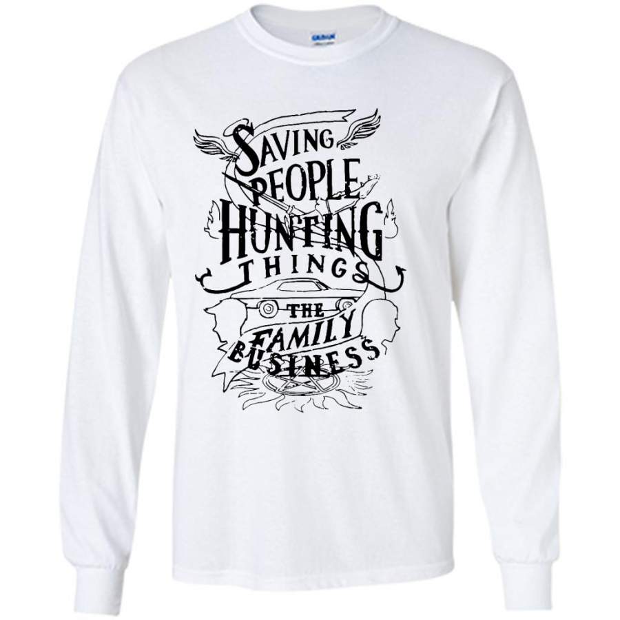 Saving People Hunting Things The Family Business (w) – Gildan Long Sleeve Shirt