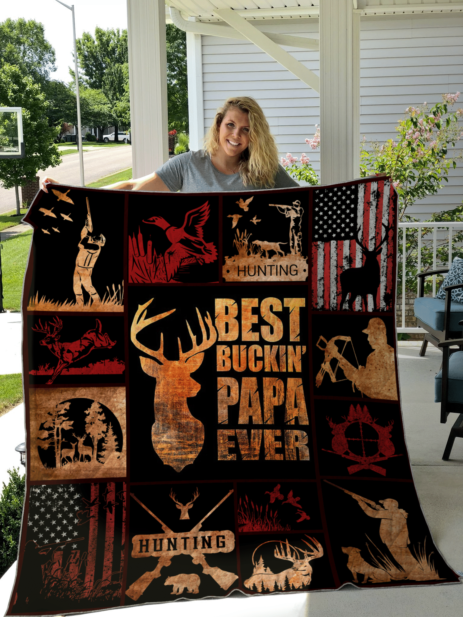 Best Buckin’ Papa Ever American Quilt For Hunting Lovers HG003