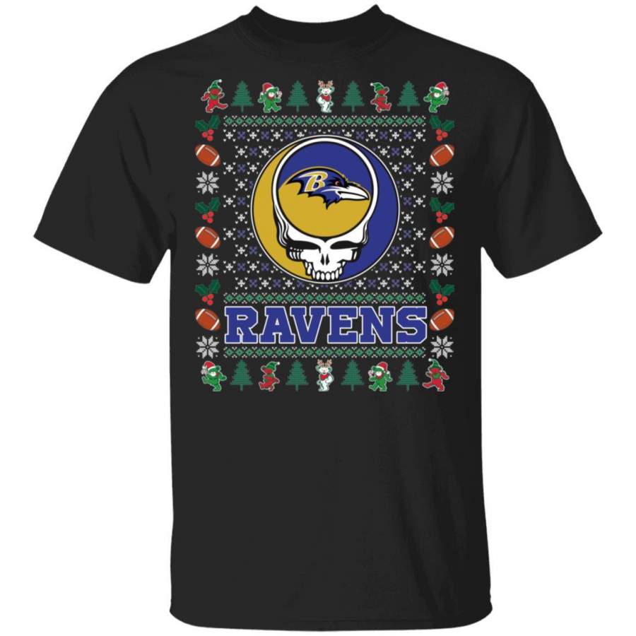 Christmas Grateful Dead Ravens T-Shirt Deadhead Tee VA08