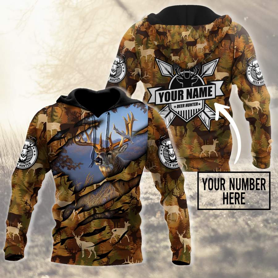 Deer Hunting Customize Name 3D hoodie shirt for men and women NTN09152001