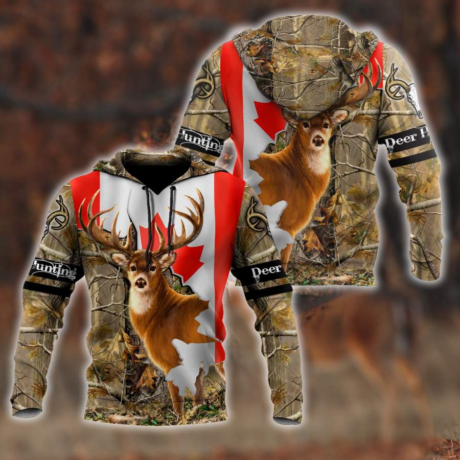 Deer Hunting Canada Hoodie 3D All Over Printed Shirts For Men HHT31082001-LAM