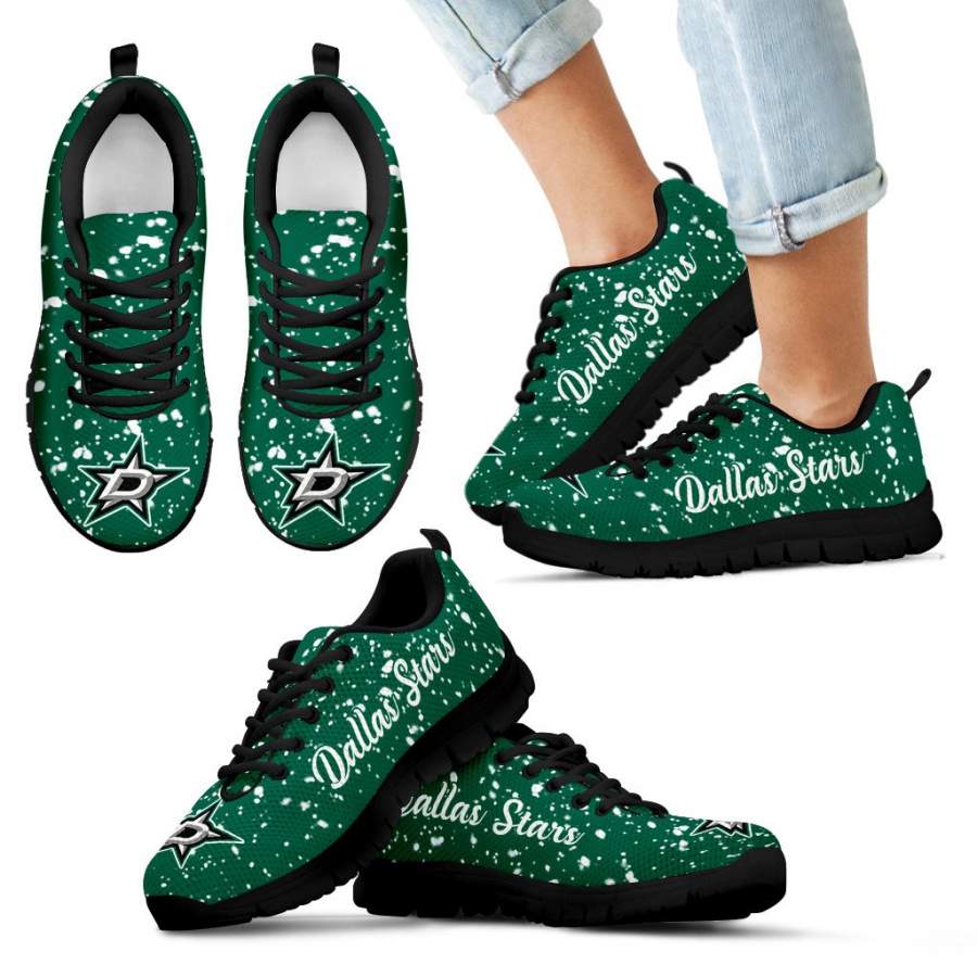 Christmas Snowing Incredible Pattern Dallas Stars Sneakers