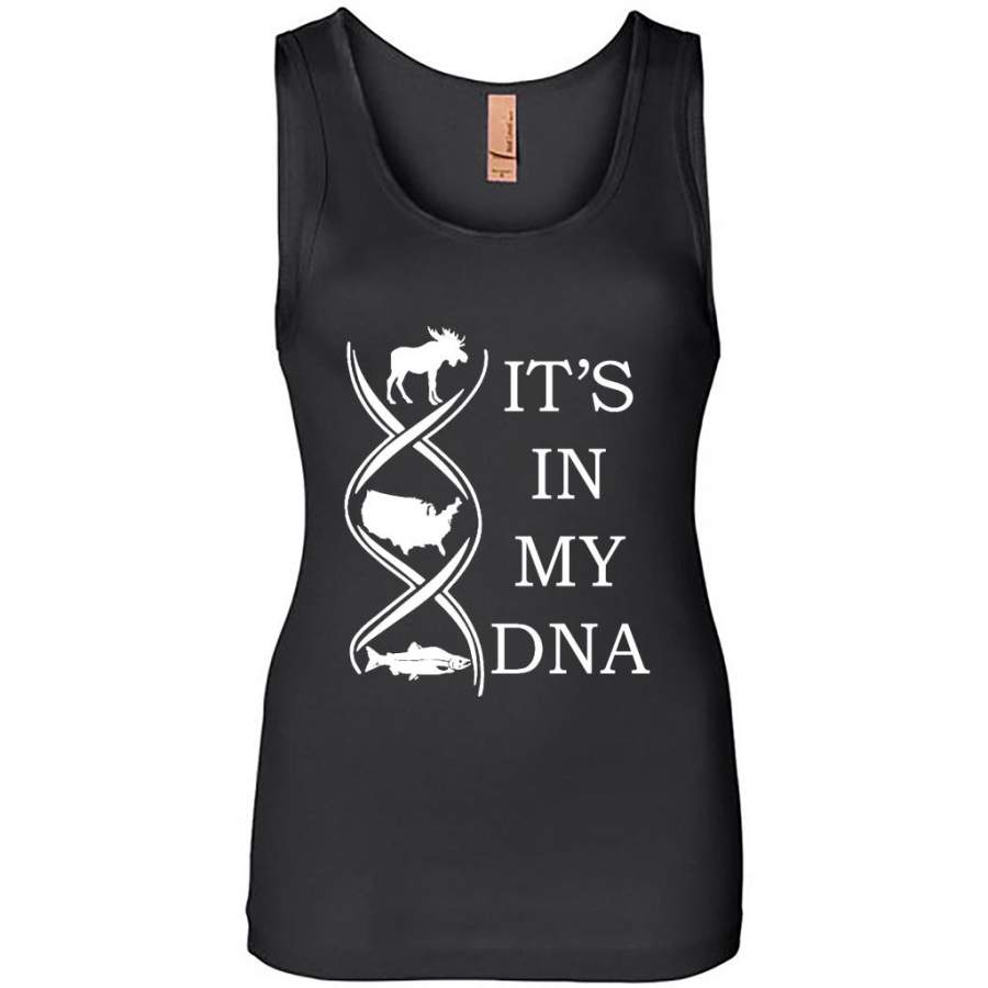 It’s In My DNA, Hunting, Fishing and America – Womens Jersey Tank