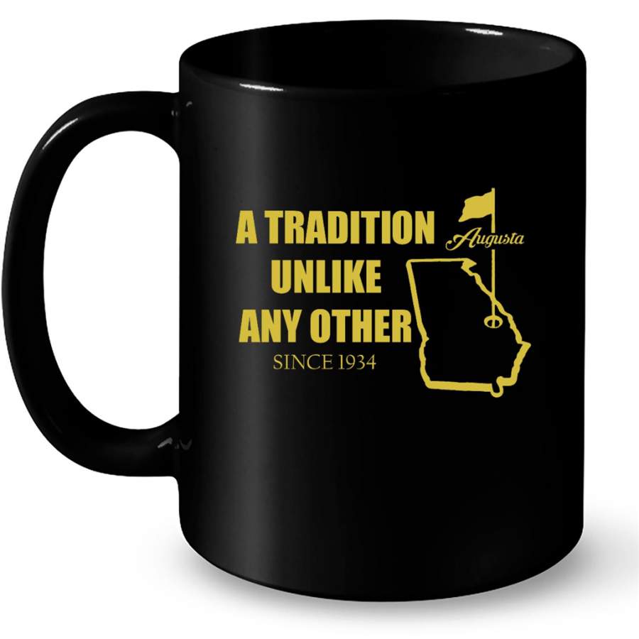 Golf in April Augusta Georgia Master Distressed, A Tradition Unlike Any Other Since 1934 – Full-Wrap Coffee Black Mug