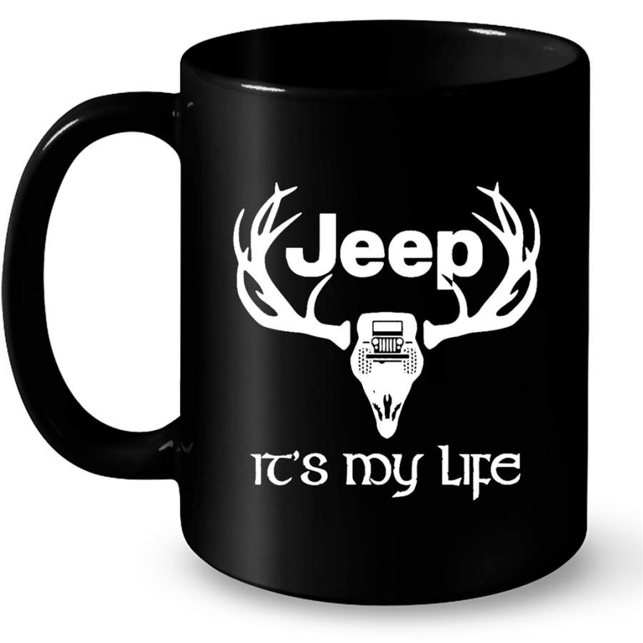 Jeep And Deer Hunting It’s My Life B – Full-Wrap Coffee Black Mug