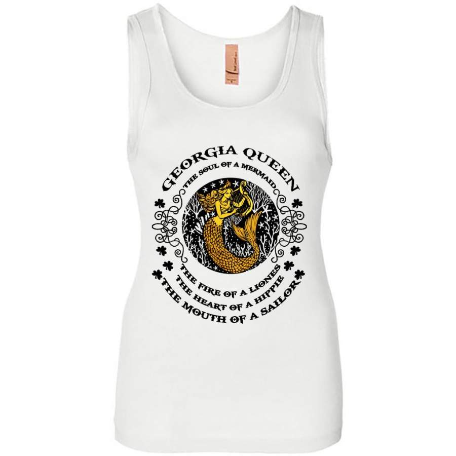 Georgia Queen The Soul Of A Mermaid The Fire Of A Lioness The Heart Of A Hippie The Mouth Of A Sailor – Womens Jersey Tank