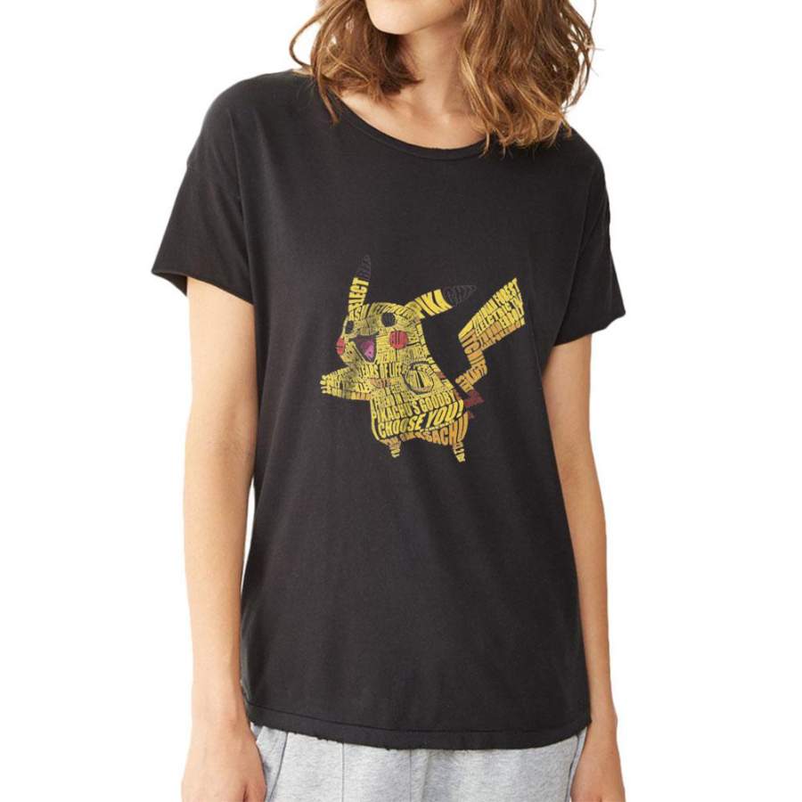 Pikachu Pokemon Typographic Women’S T Shirt
