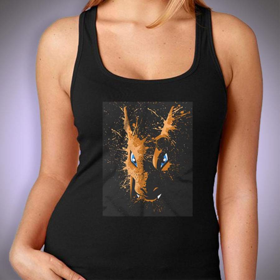 Charizard Pokemon Gaming Splatter Distressed Effect Women’S Tank Top