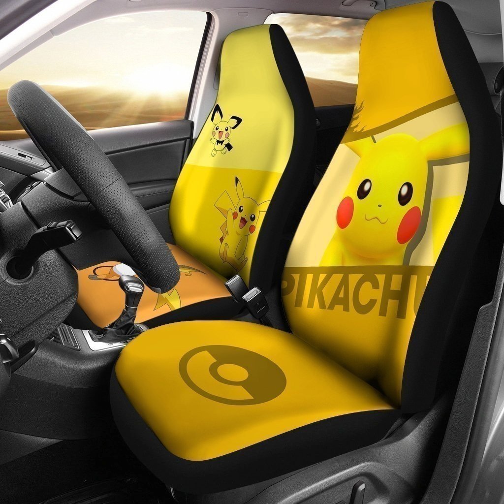 Cute Pikachu Pokemon Car Seat Covers For Fan Gift LT03