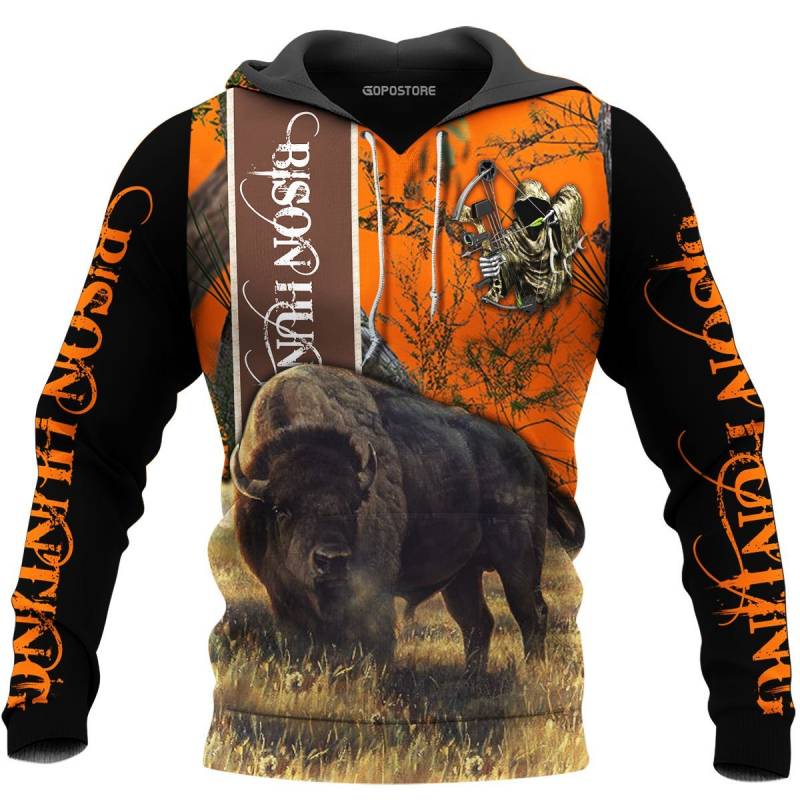 Bison Hunting 3D All Over Printed Hoodie BT301035