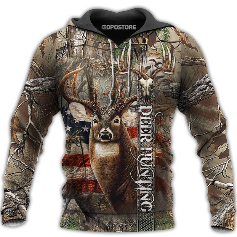 Deer Hunting USA Flag 3D All Over Printed Hoodie BT301056