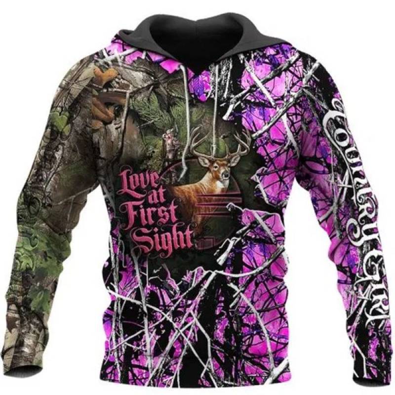 Country Girl Hunting Deer 3D All Over Printed Hoodie KT021101