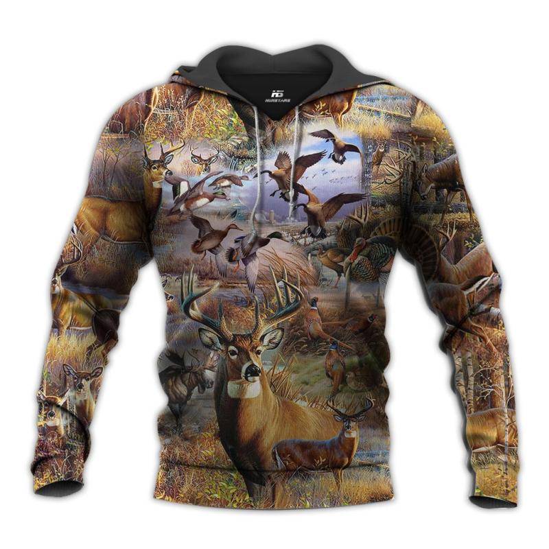 Camo Hunting Animals All Over Printed Hoodie – X131108