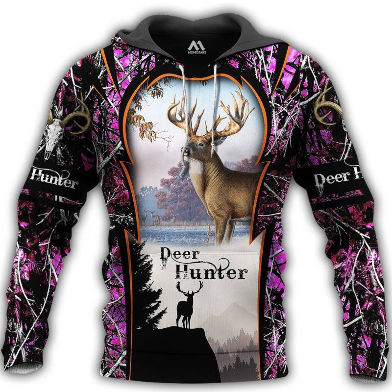 Beautiful Deer Hunting Camo Magenta 3D All Over Printed Hoodie AM191145