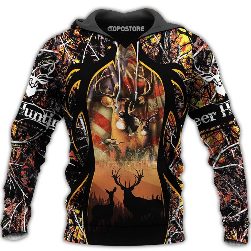 American Flag Deer Hunting 3D All Over Printed Hoodie HN161111