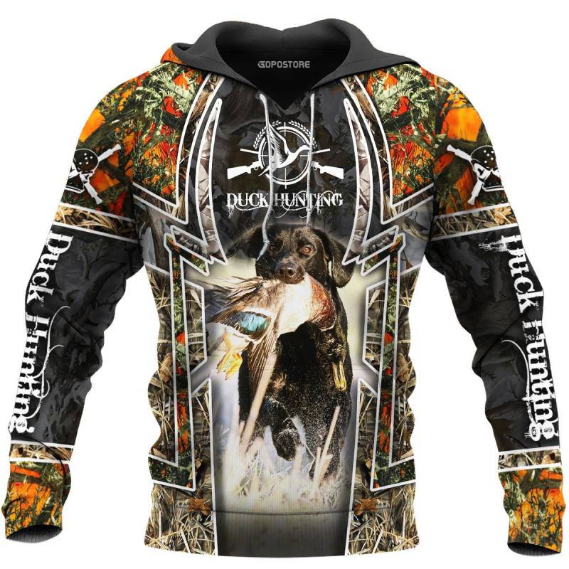 Beautiful Duck Hunting Dog Camo All Over Printed Hoodie – PU231103