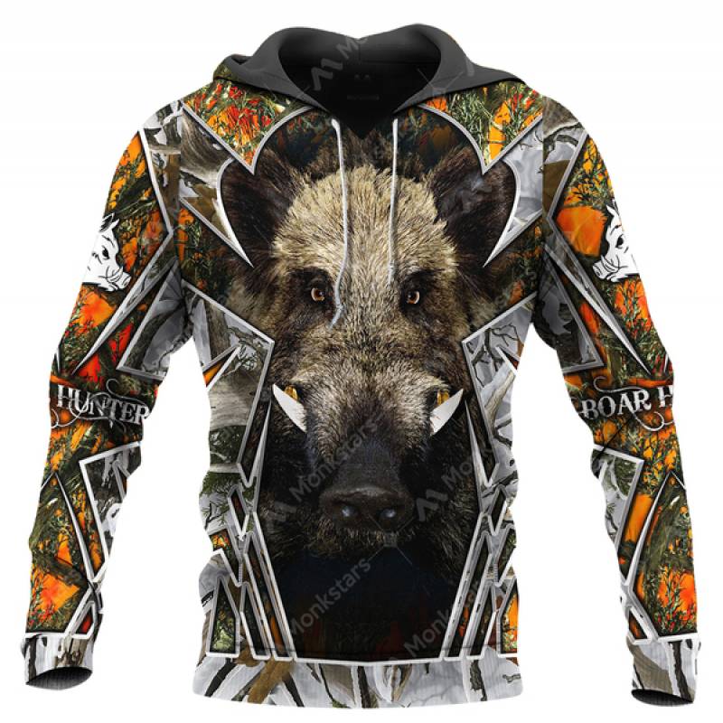 Boar Hunting All Over Printed Hoodie BT031258