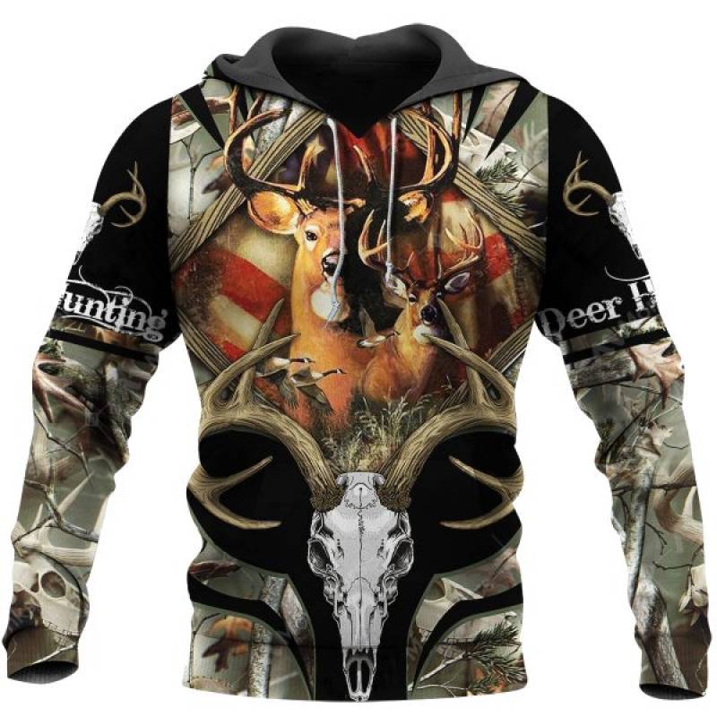 Cool American Flag Deer Hunting Camo 3d All Over Printed Hoodie BT041293