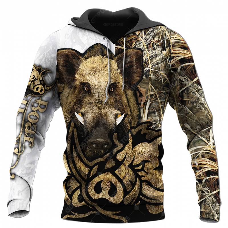 Boar Hunting All Over Printed Hoodie BT041274