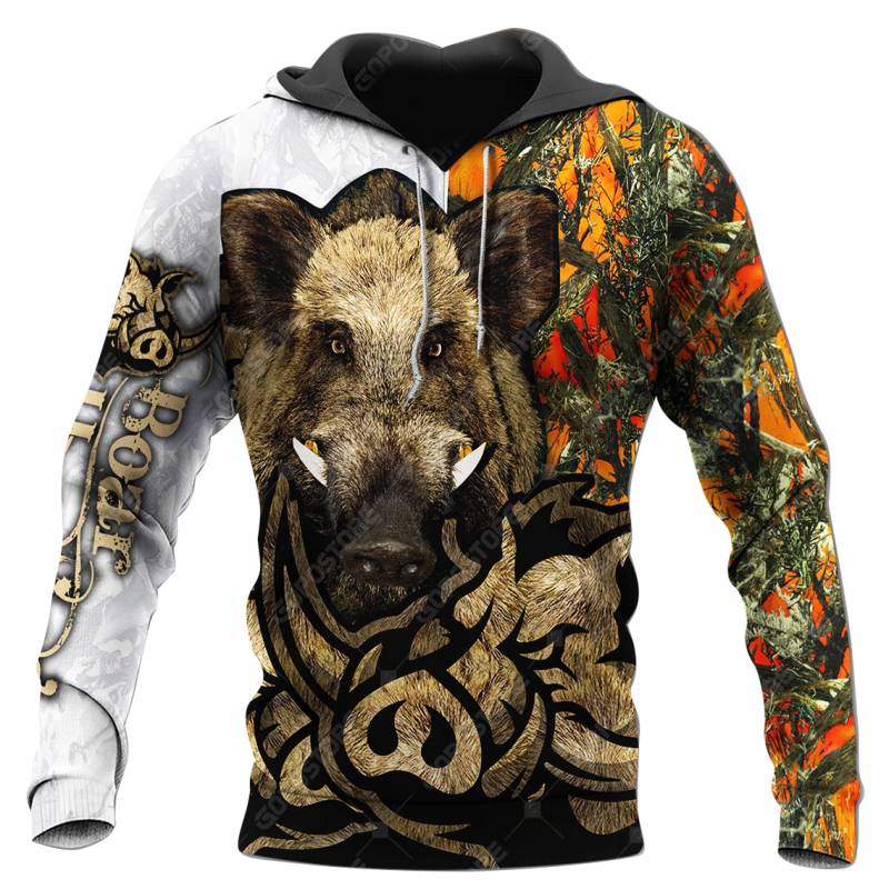 Boar Hunting All Over Printed Hoodie BT041277