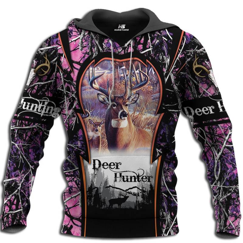 Beautiful Deer Hunting Pink Camo 3D All Over Printed Hoodie BT051293