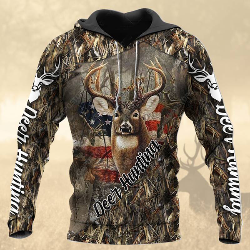 Deer Hunting Flag All Over Printed Hoodie X051240