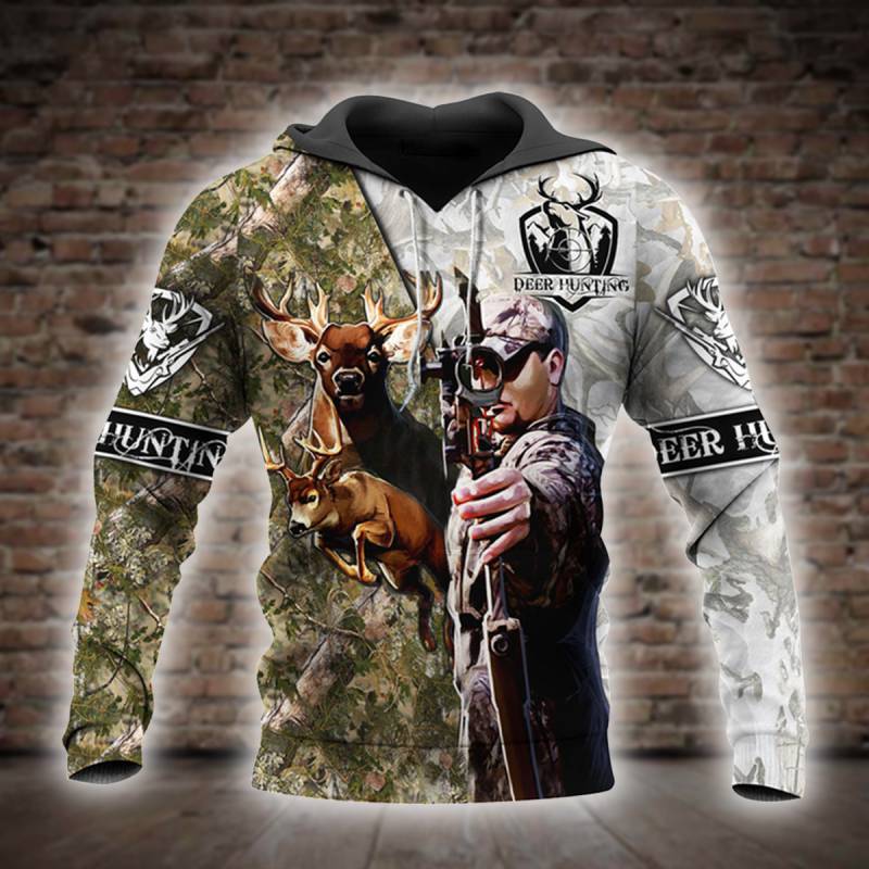 Deer Hunting All Over Printed Hoodie X091262