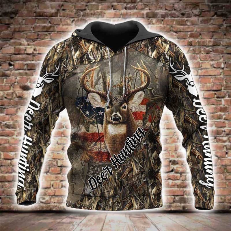 Deer Hunting All Over Printed Hoodie BT241211