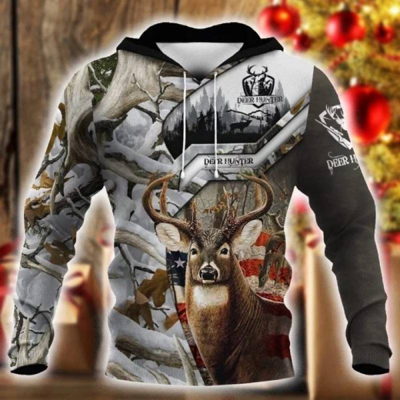 Deer Hunting All Over Printed Hoodie X231204