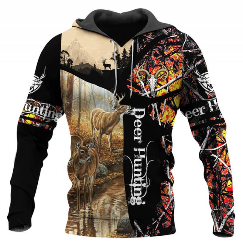 Deer Hunting All Over Printed hoodie X231205