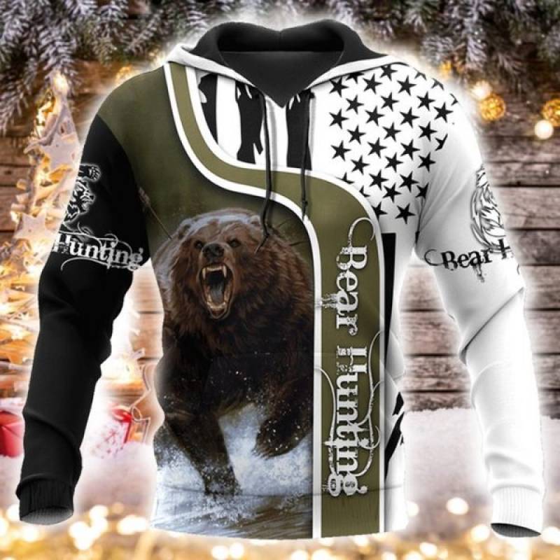 Bear Hunting All Over Printed Hoodie BT271231