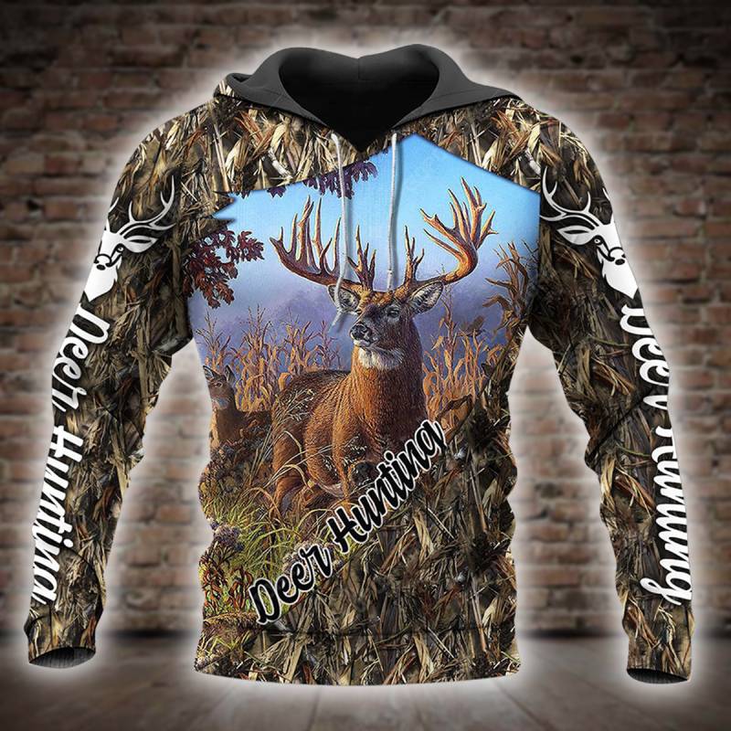 Deer Hunting All Over Printed Hoodie X231283