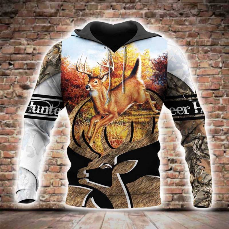 Deer Hunting All Over Printed Hoodie BT231252