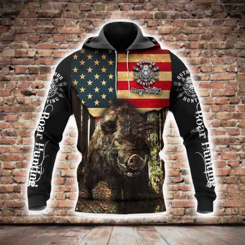 Boar Hunting All Over Printed Hoodie BT251229